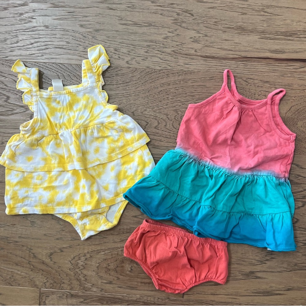 Baby Girl Romper and Two-Piece Set (Set of 2) - Worn 1x - Excellent Condition